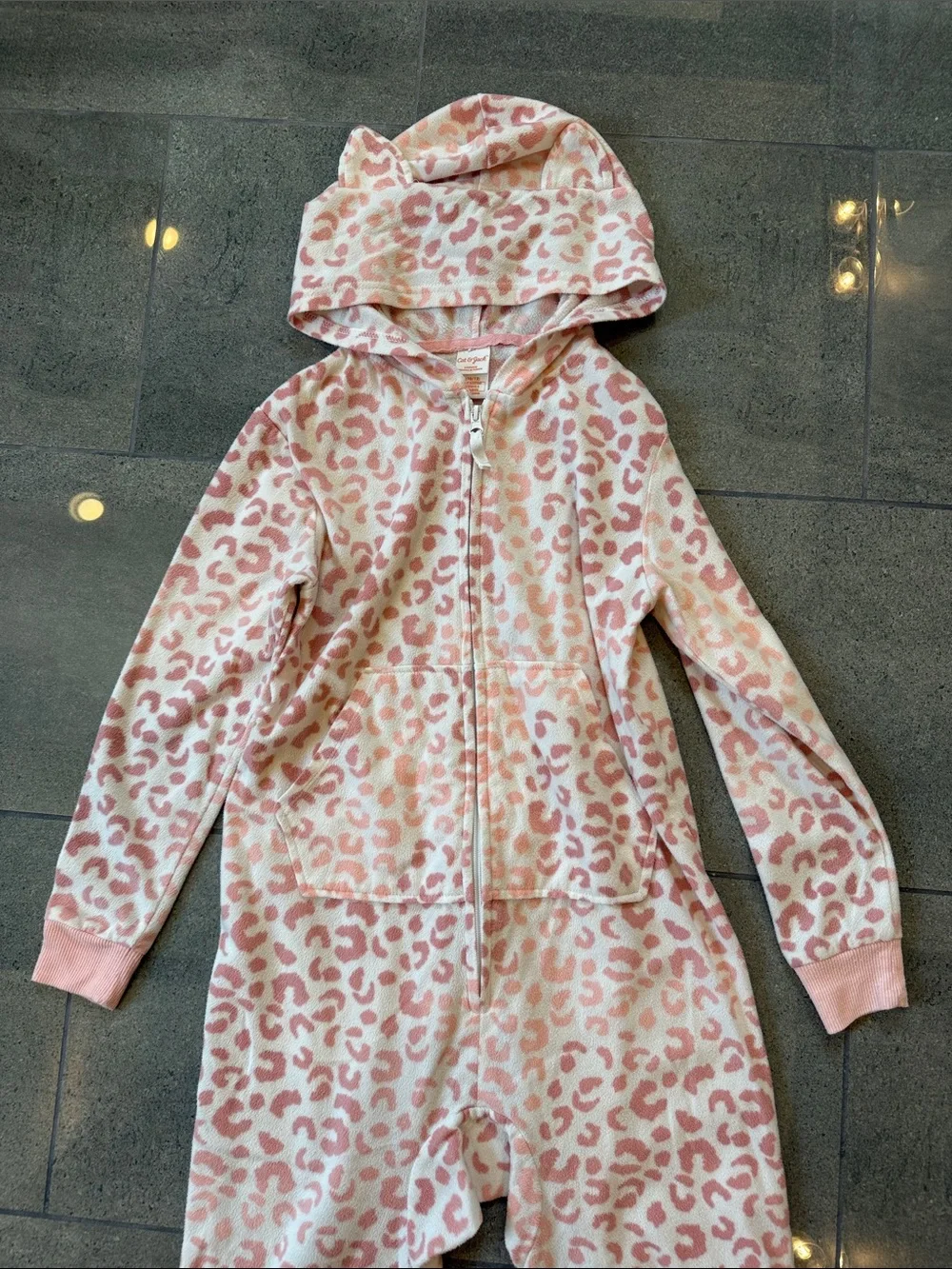 Cat & Jack Pink Leopard Hooded Pajamas
